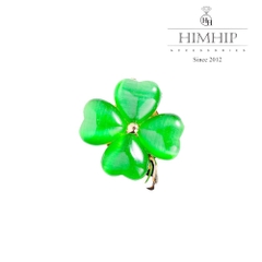 Pin Cài Tự Hít HimHip Cỏ 4 Lá Nhỏ May Mắn HKCC Đính Đá 2x2.5cm