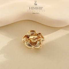 Trâm, Ghim Cài Áo Nhỏ HimHip Hoa Hồng Trơn Thanh Lịch Đính Phale 2,5cm - Vàng
