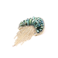 Trâm, Ghim Cài Áo HimHip Sứa Tua Rua Dài Thanh Lịch HKCC Đính Phale 4,5*7cm