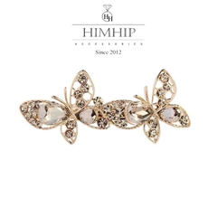 Kẹp Bấm HimHip HKCC Đính Đá Phale Đôi Bướm Sang Trọng 8x3.3cm