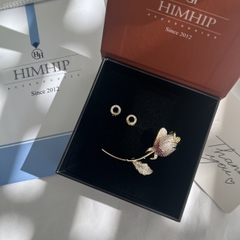 Set Khuyên Tai Kèm Cài Áo - 100 (Combo đã bao gồm túi hộp thiệp)