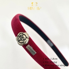 Bờm Noel HimHip Phối Vải Nhung Mix Hoa Hồng Sang Trọng 1.8cm - Đỏ