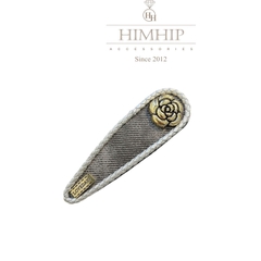 Kẹp Mái Bật HimHip Vải Viền Tết Mặt Hoa Hồng Thanh Lịch 2.8x5cm