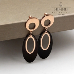 Khuyên Tai Dài HimHip TiTan Nối Vòng Oval Sang Trọng