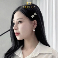Khuyên Tai Ngắn HimHip Hình Giọt Nước Sang Trọng HKCC Đính Đá Phale 1.5x2.2cm