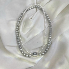 Vòng Cổ tinh thể Ngọc Trai Dây Đôi Mix Màu Trắng Xám 5mm-41cm, 8mm-43,5cm chưa khóa