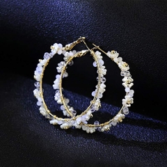 Khuyên Tai Móc Tròn HimHip Kết Hoa Nhỏ Quý Phái HKCC Mix Đá 4.5cm