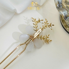 Trâm Cài Tóc HimHip HKCC Cành Mai Nụ Vàng 16.5*4.5cm Kèm Hộp Phụ Kiện Áo Dài