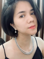 Vòng Cổ tinh thể Ngọc Trai Dây Đôi Mix Màu Trắng Xám 5mm-41cm, 8mm-43,5cm chưa khóa