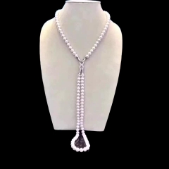 [Thiết Kế] Vòng Cổ HimHip Tinh Thể Ngọc Trai Mặt Khóa Số 8 Đính Phale Sang Trọng 48+0cm