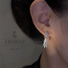 Khuyên Tai Ngắn HimHip Lá Kim Lấp Lánh HKCC Đính Phale 1x3cm
