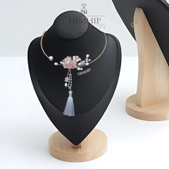 Kiềng Cổ HimHip Hạt Giả Trai Mix Đá Thạch Anh Xuân Hoa Ngọc Nữ Sang Trọng 15cm Phụ Kiện Áo Dài - Xanh Ngọc