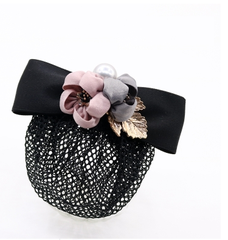 Kẹp Bối, Búi Lưới HimHip Mix Hạt Giả Trai 2 Bông Hoa Sang Trọng 13.5cm