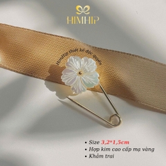 [Thiết kế] Trâm, Ghim Cài Áo Kim Băng HimHip HKCC Bạch Vân Mai 3.2x1.5cm