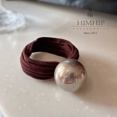 Dây Buộc Tóc HimHip Phối Vải Nhung Mix Hạt Giả Trai Thanh Lịch - Nâu