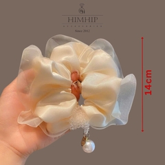 Scrunchies HimHip Phối Vải Voan Nhún Mix Vòng Phale Đính Giả Trai Tiểu Thư 14cm