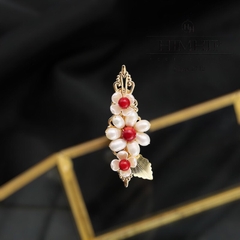 Kẹp Mái HimHip Mix Trai Thật Hoa Đào Nhụy Đỏ Thanh Lịch 2x6cm