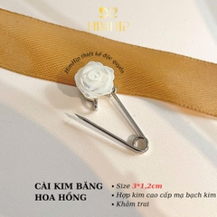 [Thiết kế] Trâm, Ghim Cài Áo Kim Băng HimHip HKCC Hoa Hồng Khảm Trai 3*1.2cm