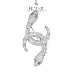 Trâm, Ghim Cài Áo Nam Nữ HimHip Rắn Đôi Thanh Lịch HKCC Đính Phale 2,5*6cm