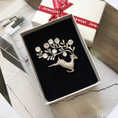 Trâm, Ghim Cài Áo HimHip Hươu Phối Cành Lá Độc Đáo HKCC Đính Phale 4*5 cm