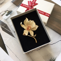 Trâm, Ghim Cài HimHip Hoa Lan Sang Trọng HKCC Đính Đá Sapphire Cam 5*7cm