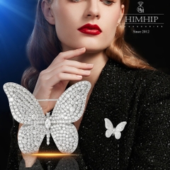 Trâm, Ghim Cài Áo HimHip Bướm Trắng Sang Trọng HKCC Đính Phale 2*3cm