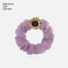 Scrunchies HimHip Phối Vải Voan Mặt Hướng Dương - Bướm Thanh Lịch 3cm