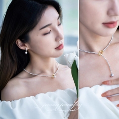 [Thiết kế] Vòng Cổ HimHip Tinh Thể Ngọc Trai Dáng Thả Thanh Lịch 46+0cm