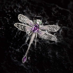 Trâm, Ghim Cài Áo HimHip Chuồn Chuồn Tím Sang Trọng HKCC Đính Phale 5*5,5cm