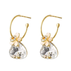 Khuyên Tai Ngắn HimHip Hoa 5 Cánh Sang Trọng HKCC Đính Phale1.5x2cm