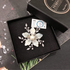 Trâm, Ghim Cài Áo HimHip Hoa 5 Cánh Khảm Trai Sang Trọng HKCC Mix Trai 5,6cm