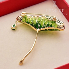 Trâm, Ghim Cài Áo HimHip Lá Sen Quý Phái HKCC Đính Phale 4,5*5cm