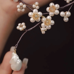 Kiềng Cổ HimHip Tinh Thể Ngọc Trai Ngọc Đào Kết Dị Châu Sang Trọng 20+3cm Phụ Kiện Áo Dài