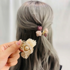 Kẹp Càng Cua HimHip 2 Hoa Voan Nhỏ Nụ Giả Trai Phối Phale 8 Răng 4.5x3.5cm Loại 2