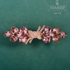 Kẹp Bấm HimHip HKCC Đính Đá Phale Nơ Thắt Sang Trọng 9x2.5cm - Tím