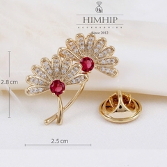 Pin Cài Cúc HimHip HKCC Bông Lau Đính Phale Lấp Lánh 2.8*2.5cm