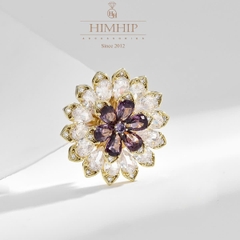 Pin Cài Tự Hít HimHip Hoa Cúc Nụ Tím Sang Trọng HKCC Đính Phale 3*3cm