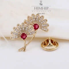 Pin Cài Cúc HimHip HKCC Bông Lau Đính Phale Lấp Lánh 2.8*2.5cm