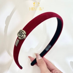 Bờm Noel HimHip Phối Vải Nhung Mix Hoa Hồng Sang Trọng 1.8cm - Đỏ