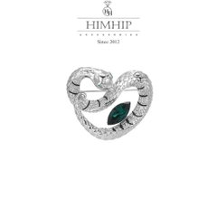 Trâm, Ghim Cài Áo Nam Nữ HimHip Rắn Trái Tim Sang Trọng HKCC Đính Phale Xanh 3,5*4,5cm