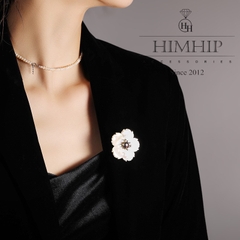 Trâm, Ghim Cài Áo Himhip Hoa Mai Khảm Trai Sang Trọng HKCC Mix Trai Tím 4cm