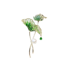 Trâm, Ghim Cài Áo HimHip Cành Sen Thanh Lịch HKCC Đính Phale - 4*6,5cm