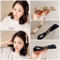 Kẹp Mái Mỏ Vịt HimHip Phối Nơ Vải Chữ D Thanh Lịch 9cm