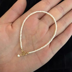 [Thiết Kế] Vòng Tay HimHip Tinh Thể Ngọc Trai Mix Khóa Mạ Vàng Dáng Thả Thanh Lịch 16cm