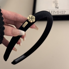 Bờm HimHip Phối Vải Nhung Charm Hoa Hồng Sang Trọng 1.8cm