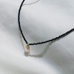 [Thiết Kế Độc Quyền] Choker HIMHIP Đá Đen 2ly Mix Trai Thật Sang Trọng 32+7cm