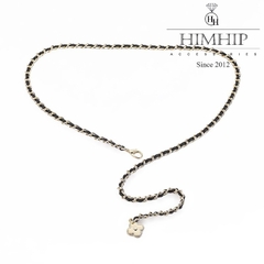 Dây Lưng HimHip Xích Phối Da Charm Cỏ 4 Lá Sang Trọng