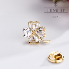 Pin Cài Áo HimHip Cỏ 4 Cánh May Mắn HKCC Đính Phale 1,7*1,7cm