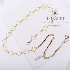 Dây Lưng HimHip Xích Mặt Cỏ 4 Lá 2 Màu Trắng Đen Thanh Lịch 102x2cm