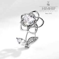 Trâm, Ghim Cài Áo Nhỏ HimHip Hoa Hồng Trắng Cá Tính HKCC Đính Phale 2,5*1,8cm